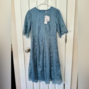 Dm Fashion Blue Lace Dress, size extra small.